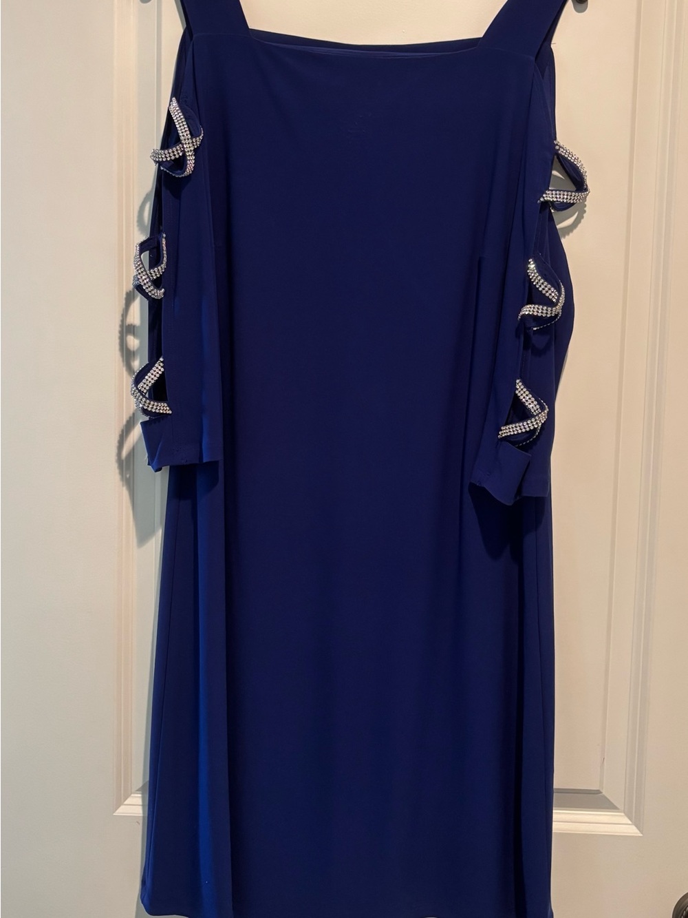 J.B.S. Royal Blue Cold-Shoulder  Dress with Embellished Sleeves